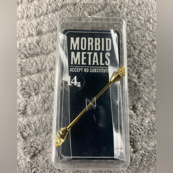 Morbid Metals - Industrial Surgical Steel - Gold Clear Crystal - 14g - Picture 1 of 3